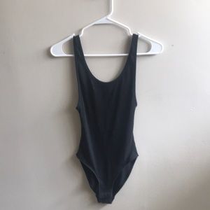 UO Deep Plunge Bodysuit, Black